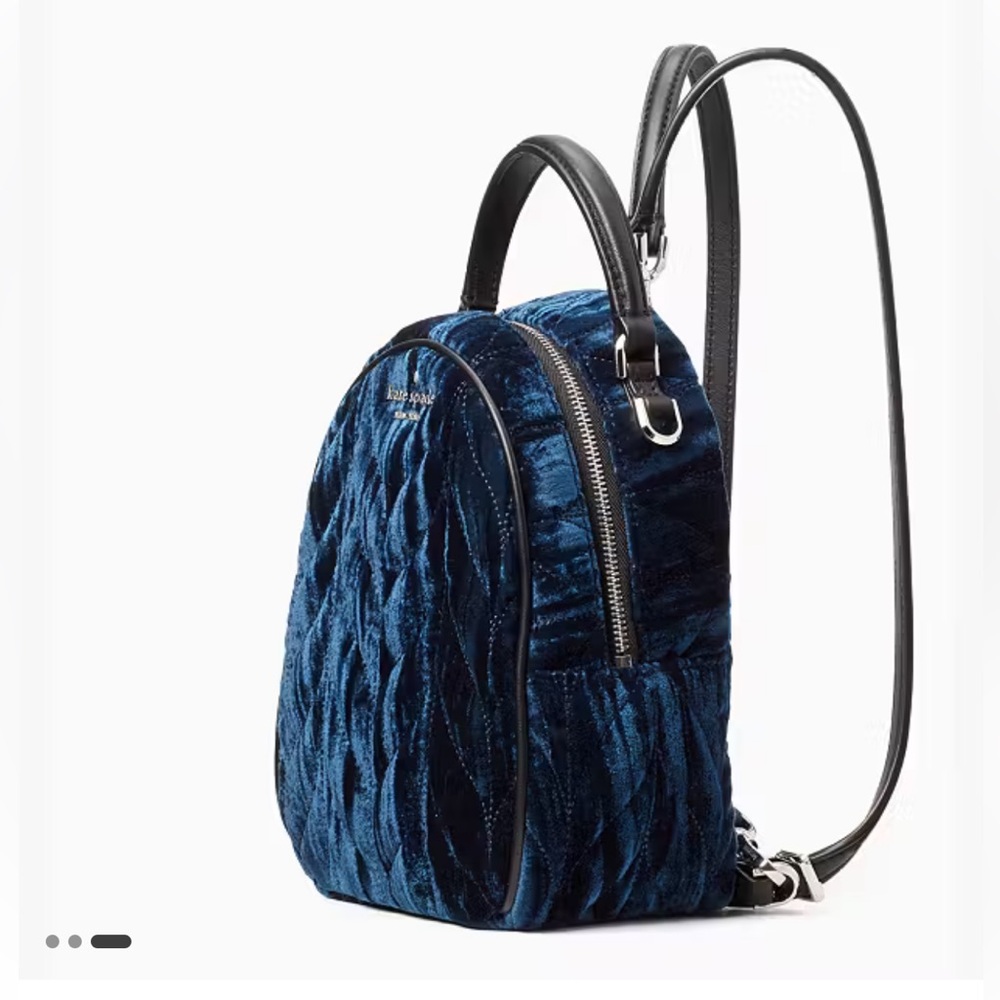 Kate Spade New York Briar Lane Quilted Crushed Velvet Mini Convertible Backpack - Picture 3 of 11